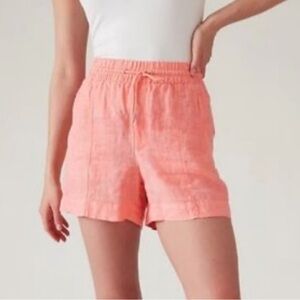 Athleta Retreat 100% Linen‎ 3.5” Shorts size 8 Coral Salmon